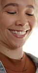 Woman, laughing and planning for decision, thinking and student with academic goals and opportunity. Happy, reflection and person with thoughts, remember and contemplating college choice or options
