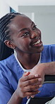 Discussion, consultation and nurse with patient in home for medical advice, treatment or help. Happy, conversation and healthcare worker with person for checkup with explaining symptoms in house.