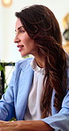 Mature, businesswoman and discussion in office with meeting, listen and planning for financial audit. Accountant, person and speaking in workplace for risk assessment, finance management and advice.