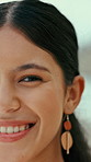 Face, woman and smile in nature for travel, adventure and calm morning on summer holiday. Portrait, female person or happy outdoor for fresh air, positive attitude and getaway vacation for summertime