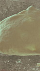 Hands, chef and spin dough in kitchen for pizza, baking and cooking or catering in restaurant. Above, person and stretching flour for production process, meal prep and manufacturing Italian cuisine