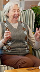 Retirement, session or old woman with finger exercise, hand mobility or healthy aging in lounge. Happy, elderly group or caregiver with joint relief, arthritis care or rehabilitation in nursing home.