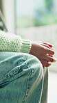 Nervous, psychology and hands of child with anxiety for counseling, mental health and bullying fear. Grief, Trauma treatment and psychotherapy with kid with adhd in clinic for therapy session