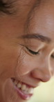 Woman, laugh and planning for choice, thinking and student with academic goal or funding opportunity. Happy, reflection and person with thoughts, remember and contemplating college decision or option