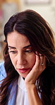 Thinking, business and woman in office with stress, planning and problem solving for accounting. Thoughts, mature person and pressure in workplace with reflection, solution and financial bankruptcy