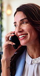 Phone call, smile and businesswoman in office for communication on finance negotiation. Talking, cellphone and financial manager on mobile discussion for investment feedback, news or review at agency
