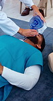 Nurse, hands and training with CPR mask for healthcare, first aid practice and emergency doctor. Medical people, ventilator or demonstration for nursing course, rescue breath or teaching at hospital