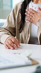 Hands, consulting or woman with chest pain in clinic for pneumonia, difficult breathing or symptoms. Medical, patient and hospital checkup for lung infection, explain inflammation and follow up visit