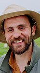 Agriculture, face and smile of man on chicken farm for poultry production or sustainability. Agribusiness, countryside and industry with happy farmer outdoor for supply of free range meat produce