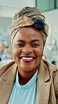 Pride, face or black woman in office with laugh, advertisement career or ambition in business growth. Confidence, happy or brand planner with humor, campaign expert or about us in marketing industry.