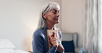 Senior, woman or hug with picture frame in house for nostalgia, love or soothing memory. Elderly, female person or embrace with photograph, past event or moment of silence for care in retirement home