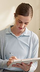 Clipboard, woman and physiotherapist in clinic with medical documents for appointment booking. Schedule, paperwork and healthcare worker with patient progress report for physical therapy in office.