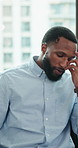Stress, business and black man in office for therapy, work conflict and guidance for mental health. Upset, male person and consoling in workplace for corporate dispute, employee trauma and counseling