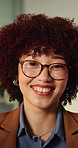 Finance, confident and face of happy woman in office for financial solution, profit or career opportunity. Portrait, smile or proud accountant ready for policy update, company payroll or bookkeeping