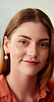 Face, opportunity and woman in office with smile, copywriting and about us with career ambition or pride. Happy person, portrait and magazine editor in creative agency with writer and confidence