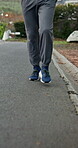 Fitness, active and legs outdoor with running, cardio or stamina exercise in sport challenge. Training, athlete or man on street with jog, physical wellness and endurance workout in Los Angeles.