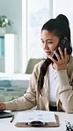 Phone call, woman and doctor with laptop in hospital for medical update, patient history or telehealth. Tech, healthcare worker and communication with contact at clinic, wellness report or schedule