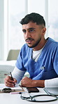 Clipboard, healthcare and talking with nurse man in hospital for appointment or consulting. Conversation, paperwork and writing with happy medical professional in clinic for feedback or review