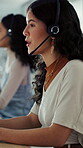 Help, woman and consulting with headset in call center for loan assistance, online inquiry or CRM. Coworking, finance agent and talking on mic for insurance claim, policy update and customer support