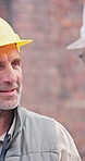 Architect, team and men with ideas, outdoor and plan for property development or renovation project. Civil engineer, collaboration and mature people on construction site, discussion and brainstorming