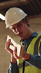 Carpentry, inspection and man with plank in workshop for material, quality assurance and check lumber. Carpenter, factory and person with wood for evaluation, review and repair for timber production