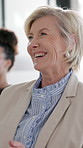 Business, success or woman in seminar with clap, achievement and celebration for firm growth. Happy, victory or mature employee with conference, crowd applause and motivation for company milestone.