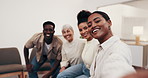 Team, happy and selfie of business people in office for social media, memory and about us. Portrait, pov and men with women smile for photo, profile picture and capture moment for company website