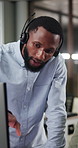 Feedback, call center and business people in office with crm, help desk or voip system for advice. Headset, review and technical support consultant for customer service or online consultation.