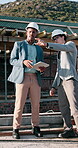 Architect, team and men with tablet, pointing and planning for property development on web or ideas. Outdoor, civil engineer and people with technology, discussion and collaboration for renovation