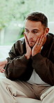 Psychologist, therapy and man with stress, mental health discussion or trauma support in office. Counseling session, patient and advice for person with depression, frustrated and talking for help