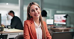Happy, professional and face of businesswoman in office with confidence for finance career. Smile, about us and portrait of financial manager with pride for opportunity or development in workplace.