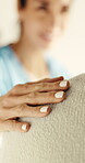 Consulting, healthcare and physiotherapist in office with hand on shoulder of patient for care. Accident, comfort and medical advice of chiropractor woman talking to client in clinic for therapy