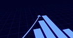 Bar graph, growth and screen with arrow for statistics, insight and info for finance report. Chart, infographic and lines for profit increase, trajectory and financial review for data analytics