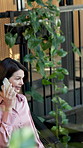 Happy, businesswoman and phone call on stairs, walking or discussion for property investment update. Realtor, smile and mature person with mobile on steps, real estate and communication with contact