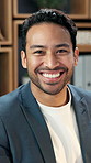 Creative, face and businessman in business, laughing and confident with smile for career development. Public relations, portrait and person with ambition, opportunity and happy employee in Mexico