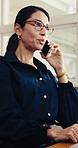 Finance, glasses and phone call with business woman in office for advice, consulting or feedback. Communication, explain and stock market with mature financial advisor at work for risk management