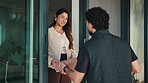 Woman, delivery man and tablet with boxes for logistics, supply chain and friendly service. People, home and tech with package, parcel distribution and customer receiving with shipping or order