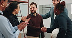 People, architect and applause at site with handshake, welcome and congratulations for construction. Happy, team or shaking hands with celebration, onboarding and partnership for building development