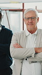 Face, architect and men with confidence for construction, renovation or about us in building site. Portrait, civil engineer or male people with arms crossed for architecture project or development