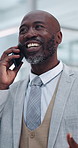 Black man, chat and business with phone call in office for investment feedback, deal or proposal. Mature account manager, financial news or speaking to client for corporate negotiation or update