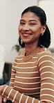 Face, woman and smile in office for therapy, support group and healing session for mental health. Portrait, female person or happy for counseling, consultation and positive progress of rehabilitation