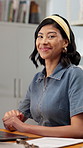 Face, woman and owner with laptop for pottery, confirm booking and invoice for update pricing. Portrait, person and clipboard in office with pc, availability and material inventory for online orders