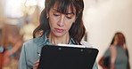 University, lecturer and woman with clipboard in hallway for attendance, report and student grading. School, college and teacher with documents, checklist and exam for curriculum, survey or education