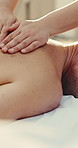 Hands, masseuse and person at spa with massage, recovery and treatment for muscle tension. Employee, man and skincare at salon for self care, physical therapy and health benefits for tissue wellness