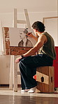 Man, sketch or creative in art studio with pencil, talent or illustrator with artwork for commission. Artist, person and illustration in workshop with drawing, equipment or skills for small business.