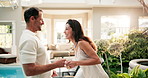 Happy, couple and dancing at resort for travel, romance and playful fun for anniversary getaway. Smile, mature people and laugh at retreat for celebration, rhythm and romantic partner on holiday date