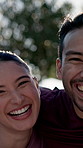 Face, people and smile in nature for fitness, instructor and exercise guidance for healthy benefits. Portrait, friends  happiness outdoor with bokeh, sports training and personal trainer for wellness