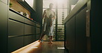 Dance, support and father with daughter in kitchen for bonding, connection and weekend break. Love, holding hands and steps with man and child in family home for spin, music and moving together