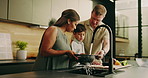 Family, kitchen and cleaning food for hygiene, washing vegetables or meal prep together in home. Mom, dad and rinsing with natural organic ingredients for dirt, germ or bacteria removal in house